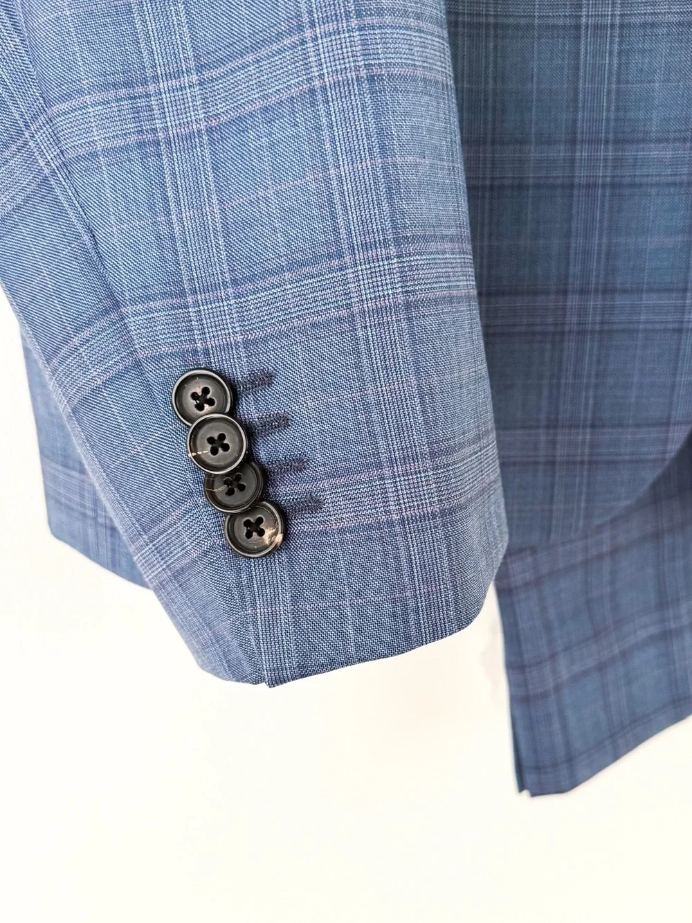 NEW Paul Smith Kensington Fit Wool Glen Plaid Suit Light Blue Purple Men's 44R
